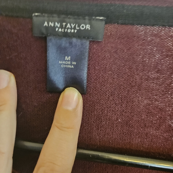 Ann Taylor Factory Burgundy and Black Cardigan - Picture 2 of 2